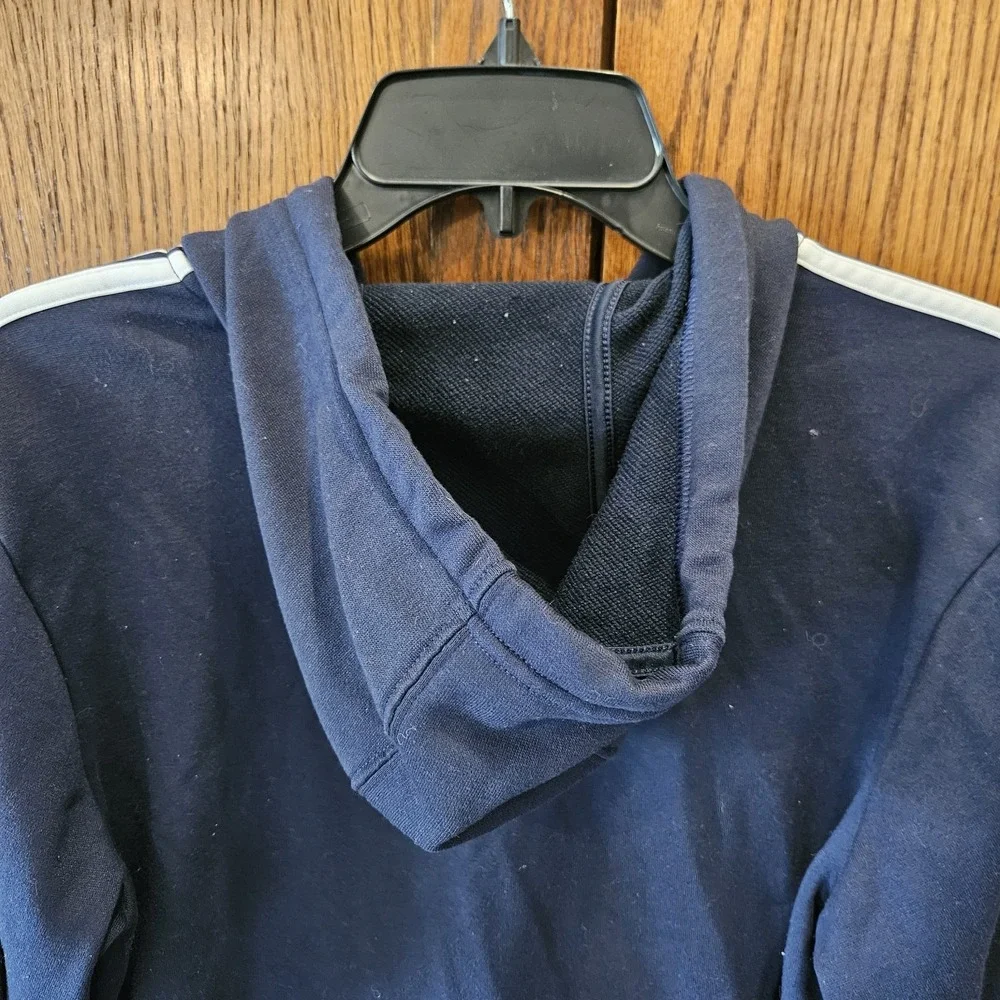 adidas Climalite Men's Blue Full Zip Hooded Hoodie Pockets Logo Size M